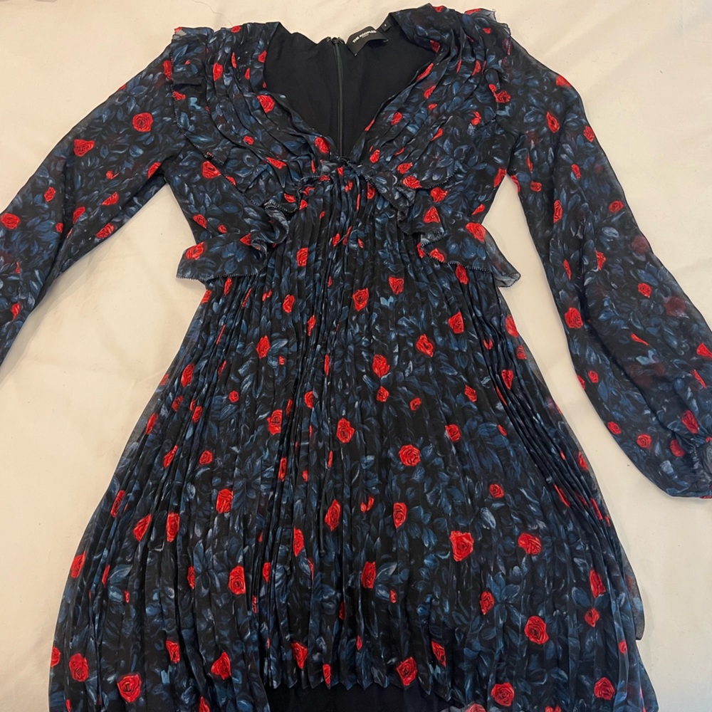 The Kooples Roses Pleated Floral Mini Dress - Picture 3 of 5